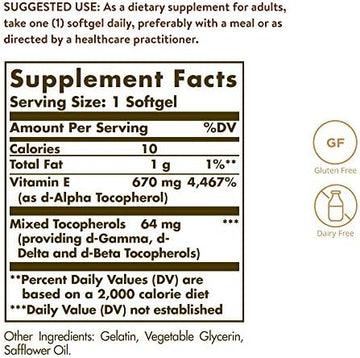 Solgar Vitamin E 670 mg (1000 IU), 100 Mixed Softgels - Natural Antioxidant, Skin & Immune System Support - Naturally-Sourced Vitamin E - Gluten Free, Dairy Free - 100 Servings