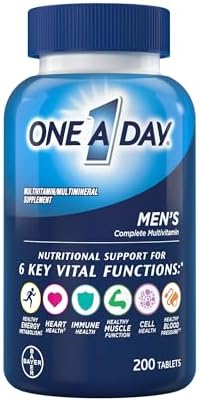 One A Day Men’s Multivitamin, Supplement Tablet with Vitamin A, C ,D, E and Zinc for Immune Health Support, Vitamin B12, Calcium, 200 count