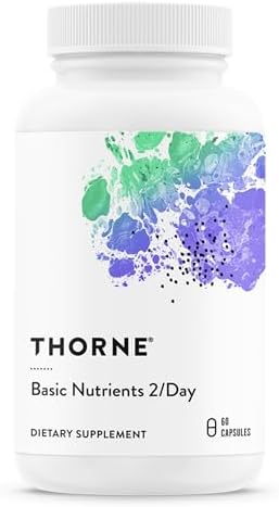 THORNE Basic Nutrients 2/Day - Comprehensive Daily Multivitamin with Optimal Bioavailability - Vitamin & Mineral Formula - Gluten, Dairy & Soy-Free - 60 Capsules - 30 Servings