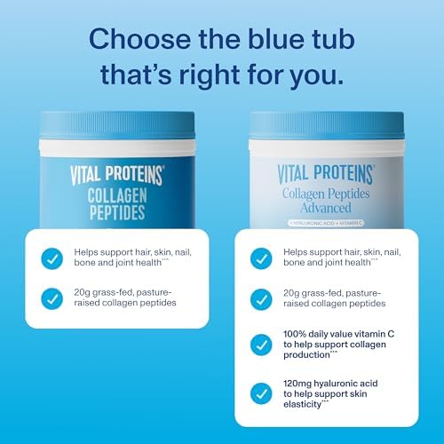 Vital Proteins Collagen Peptides Powder Advanced with Hyaluronic Acid & Vitamin C - 20oz Collagen Protein, Unflavored, 28 Servings