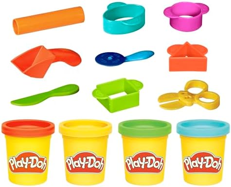 Play-Doh Starter Set 9-Piece Kit with Storage Tote & 4 Modeling Compound Cans, Arts and Crafts Toys for Kids 3 Years & Up, Preschool Toys