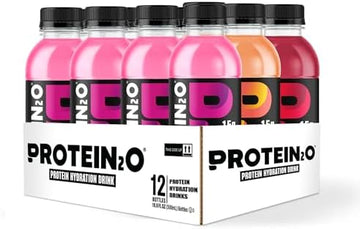 Protein2o 15g Whey Protein Isolate Hydration Drink, 350mg of Electrolytes, Vitamins B5 & B6, Low Sugar, Flavor Fusion Variety Pack, 16.9 oz Bottle (Pack of 12)