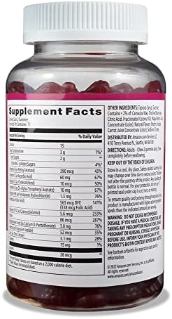 Amazon Basics Adult Multivitamin, 150 Gummies, 75-Day Supply, Mixed Berry & Cherry (Previously Solimo)