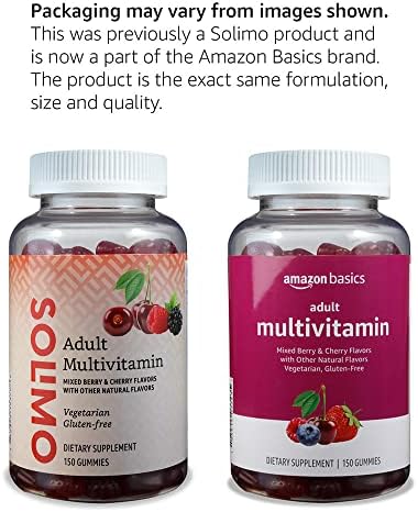 Amazon Basics Adult Multivitamin, 150 Gummies, 75-Day Supply, Mixed Berry & Cherry (Previously Solimo)