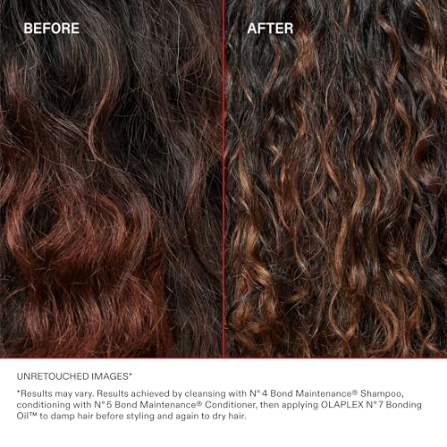 Olaplex No. 7 Bonding Oil, Concentrated High Shine Oil, Heat Protectant, Visibly Smooths & Softens Hair, Added Color Vibrancy, Up to 72 Hour Frizz Control, For All Hair Types, 1 fl oz