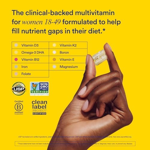 Ritual Multivitamin for Women 18+ with Vitamin D3 for Immune Support*, Vegan Omega 3 DHA, B12, Iron, Gluten Free, Non GMO, USP Verified, 30 Day Supply, 60 Capsules