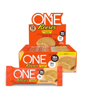 ONE Protein Bars, Reese's Peanut Butter Lovers, Gluten Free with 18g Protein and 3g Sugar, Pantry Staples, 2.12 oz (12 Count)