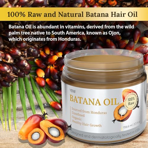 Dr. Sebi 100% Natural, Unrefined and Organic Batana Oil from Honduras for Hair Growth - Enhances Hair Thickness, Prevents Loss for Men & Women