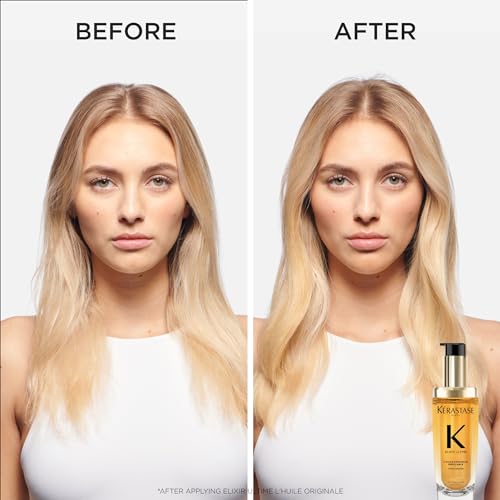 Kerastase Elixir Ultime L'Huile Original Hair Oil For All Hair Types - Hydrates, Strengthens and Adds Shine With Heat Protection and Frizz Control, With Wild Camellia